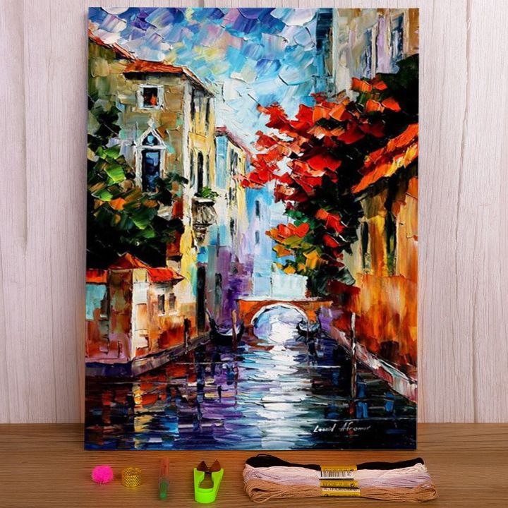 morning-in-venice-pre-printed-11ct-cross-stitch-embroidery-patterns-dmc-threads-handiwork-painting-sewing-hobby-promotions-needlework