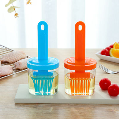 2In1 Silicone Barbecue Brush Food Oil Bottle Spices Pepper Cruet Jars Plastic Storage Container Kitchen Supplies BBQ Pastry New