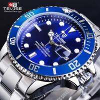 ⌚2023 TEVISE Blue Ocean Dial Calenar Display เหล็กกล้าไร้สนิมกีฬาผู้ชายอัตโนมัติ Mechanical นาฬิกาแบรนด์ชั้นนำข้อมือหรูหรา Reloj Hombre