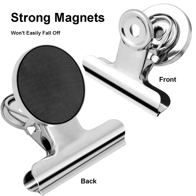 Silver Magnetic Clips,Heavy Duty Magnet Clips Strong Refrigerator Magnet Clips Whiteboard Magnetic Clip Non-Scratch Metal Magnet Clips for Fridge School Classroom Office Home Kitchen 10Pcs-1.50In 