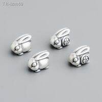 ? ของขวัญ DIY ของขวัญเครื่องประดับ S999 เงินบริสุทธิ์ 3D Hard Silver Zodiac Rabbit ลูกปัด DIY สร้อยข้อมือเชือกถักเครื่องประดับวัสดุกระต่ายปีอุปกรณ์เสริมลูกปัดแบบหลวม