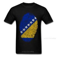 Bosnia And H. Flag Fingerprint T-Shirt Men Groups T Shirt Custom Tshirt Black Yellow Blue Tee Striped Clothing Stars Tops