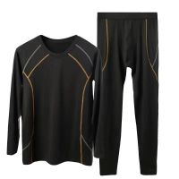 Mens Sports Fitness Suit Winter Warm Tights Long-sleeved Two-piece Ski Fitness Running Male Multi-function Inner 1 Suit 1 pack