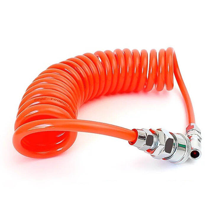 PE Flexible Spring Air Compressor Coil Hose OD 8mm x ID 5mm w Coupler