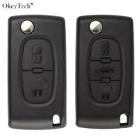 OkeyTech Flip Folding Car Key Shell For Peugeot 206 407 307 607 For Citroen C2 C3 C4 C5 C6 berlingo Remote key Case 2/3 Buttons