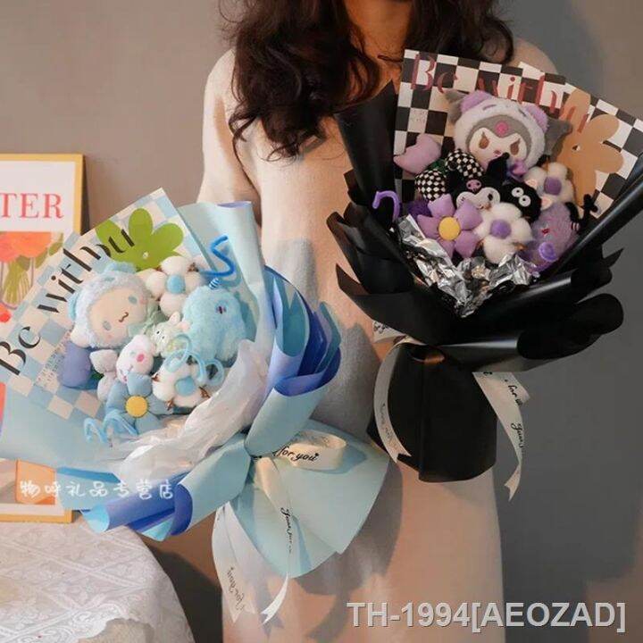 aeozad-cartoon-bouquet-para-menina-kitty-cinnamoroll-kuromi-pochacco-melody-anime-girl-bonito-kawaii-presentes-de-anivers-rio-novo