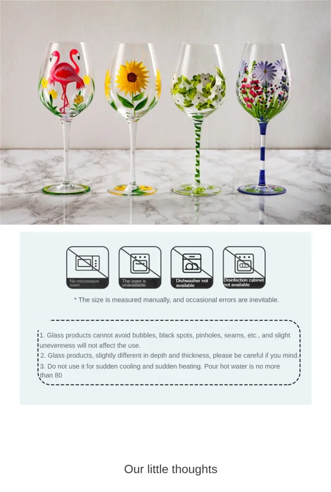 Creative Nordic Colored Wine Glass Hand-Painted Flower Pattern Red