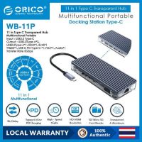 ORICO USB C HUB Type C 11-in-1 Adapter with VGA 100W PD Ethernet 4K HDMI-compatible Audio Port SD/TF Card Slot 4 USB Data Port(WB)