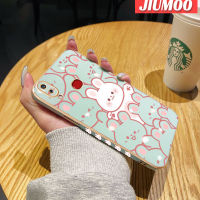 JIUMOO เคสปลอกสำหรับ Samsung กาแล็คซี่ M01s A10s A10การ์ตูนกระต่ายมีความสุขใหม่กรอบสี่เหลี่ยมชุบพื้นผิวเคสนิ่มซิลิกาเจลกันกระแทกเคสมือถือรวมทุกเลนส์กล้องถ่ายรูปฝาครอบป้องกัน