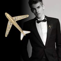 【DT】hot！ Korean High-grade Airplane Brooch Pin Rhinestone Aircraft Lapel Pins and Brooches Men;s Collar Needle Accessories