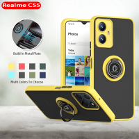 Realme C55 2023เคสกันกระแทกโลหะสำหรับ Realme C55 Nfc C 55 RealmeC55เคสซิลิโคนด้านโปร่งแสงเคสโทรศัพท์ที่ยึดกรอบด้านหลัง