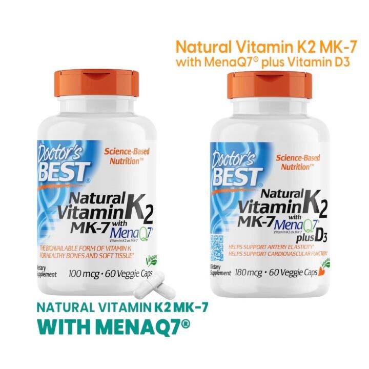 Doctor'sBest Natural Vitamin K2 MK7 with MenaQ7 and Natural Vitamin K2