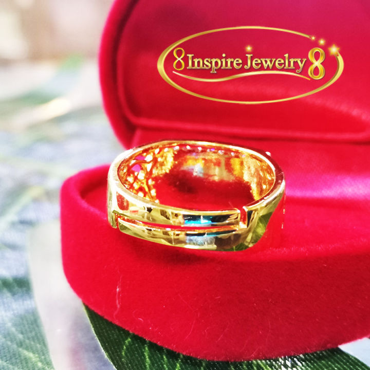 inspire-jewelry-แหวนทองตอกลาย-แหวนตัวอักษรรวย-ลงยาแดง-ล้อมเพชร-free-size-ตัวเรือนขึ้นด้วยทองเหลืองนอก-ชุบทองแท้-100-24k-ขนาดแหวนมีวิธีวัดด้านใน