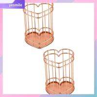 YESMILE 2Pcs เหล็กไร้สนิม ที่ใส่ปากกา สีชมพูอมชมพู อุปกรณ์จัดระเบียบสำนักงาน ขาตั้งปากกา ของขวัญสำหรับเด็ก เครื่องเขียนอุปกรณ์เครื่องเขียน ที่เก็บดินสอ ออฟฟิศสำหรับทำงาน