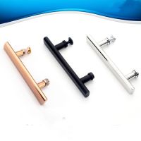 Shower room accessories 304 handle  bathroom sliding glass door stainless steel flat pipe 145mm(LQ77) Door Hardware Locks