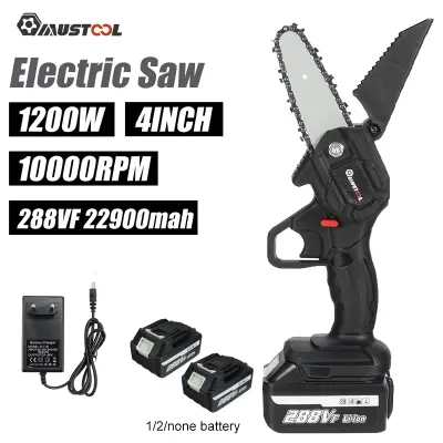 Mustool 4in 1200W (288V) Mini เลื่อยไฟฟ้ามือถือเข้าสู่ระบบ Saw ชาร์จ10000Rpm แบตเตอรี่ Makita