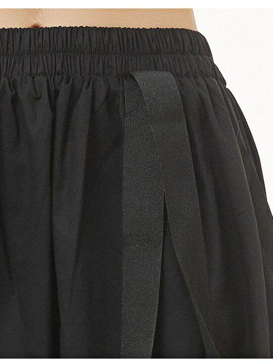 xitao-skirt-fashion-irregular-pleated-goddess-fan-women-black-skirt