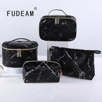 FUDEAM กระเป๋าถือผู้หญิงอเนกประสงค์ลายหินอ่อน PU,Tas Kosmetik จัดเก็บเครื่องใช้ในห้องน้ำท่องเที่ยวกันน้ำกล่องเครื่องสําอางผู้หญิง