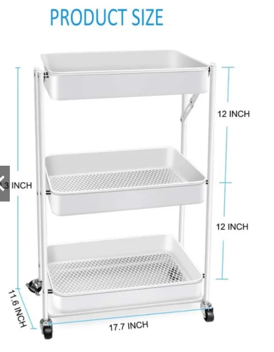 GOOD QUALITY 3TIER FOLDABLE STEEL UTILITY TROLLEY CART SHELF STORAGE ...