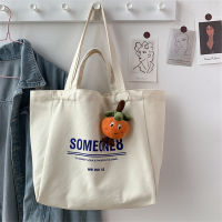 Womens SOME ONE Printed Shoulder Bag Literary Handbag Simple Large-Capacity Shopping Bag Horizontal Letter Student School Bag