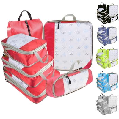 【CW】♝  6PCS Compressed Storage Organizer Set Shoe Mesh Visual Luggage Packing Cubes Suitcase