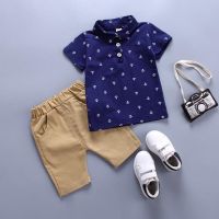 COD SDFGERTERTEEE Summer Boy Set Baby Boys Sleeve Short Anchor Button T-shirt Top Pants Kids Clothes