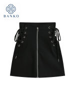 Black Skirt Women Spring Fashion Harajuku Y2k Zipper High Waist Bandage Mini Skirt Streetwear Dark Gothic Punk Club Wear Female