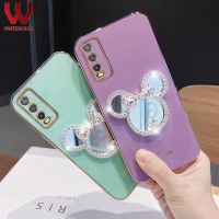 เคสมิกกี้น่ารักแฟชั่นลายการ์ตูนสำหรับ VIVO Y02T Y20 Y20S Y12A Y12S เคสโทรศัพท์กระจก Y20i มีที่จับด้านหลังแบบนิ่ม