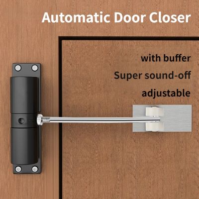 ┅♕◈ Aluminum Alloy Automatic Door Closer Simple Adjustable Door Closer Hidden Buffer Door Closer Double Spring Design Door Hardware