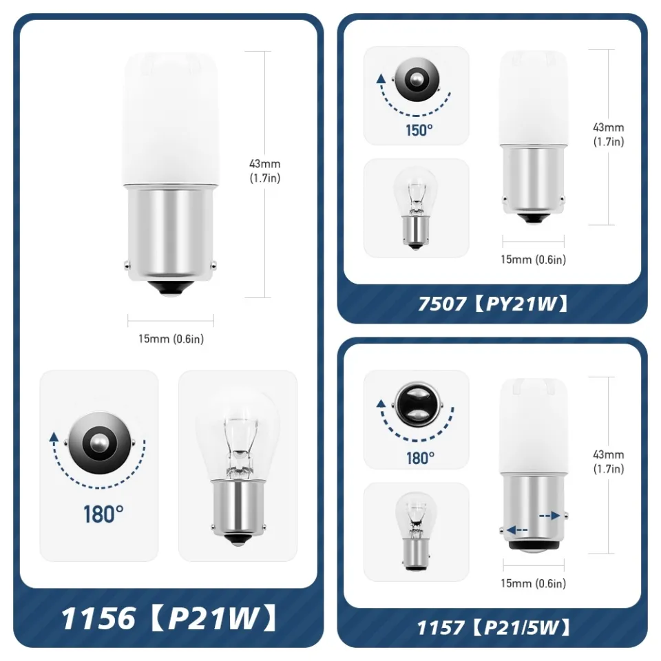  VEHICODE 7507 PY21W LED Bulb Amber CANBus Error Free