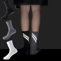 【YD】 2 Pairs/Lot Reflective Riding Socks Men Cotton Road Cycling Glue Non-Slip Outdoor