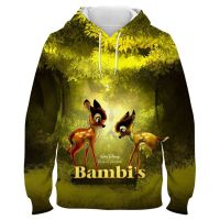 Sudadera con capucha de Disney para hombre y mujer, ropa de calle informal con estampado 3D de Bambi, Jersey de manga larga con capucha de Anime para niño y niña