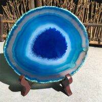 12-20CM Bule Kristal AGATE SLAB Geode รถไฟเหาะแร่ Penyembuhan Reiki Dekorasi