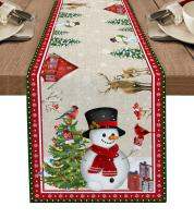 [HOT ZEXKLIOALQAQ 529] ตกแต่งคริสต์มาส Snowman Snowflake โต๊ะรับประทานอาหาร Runner Washable Table Runner สำหรับโต๊ะรับประทานอาหารงานแต่งงาน Country Decor