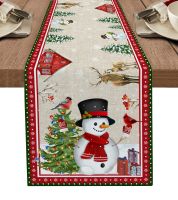 Christmas Decoration Snowman Snowflake Dining Table Runner Washable Table Runner for Dining Table Wedding Country Decor