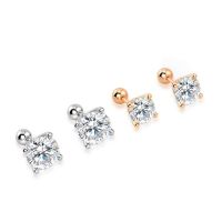 IOGOU จริง925เงิน D สี4มิลลิเมตร5มิลลิเมตร6.5มิลลิเมตร Moissanite สกรูต่างหูสำหรับผู้หญิงกุหลาบเหลืองทองชุบเครื่องประดับ Fine ขายส่ง