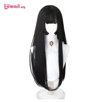 L-email wig Hime cut Long Black Lolita Wigs Brown Straight Praty Daily Cosplay Wig Bangs Heat Resistant Synthetic Hair Wig  Hair Extensions Pads