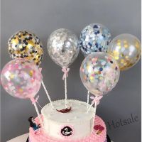 【Ready Stock】 ▨ E05 1pcs 5 Inch Balloon Cake Topper Round Heart Confetti Balloon Cake Topper Birthday Party Wedding Cupcake Decoration