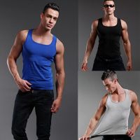 2023 Mens Tank Top Slim Fit Collocation Square Collar Breathable Vest Cotton Wide Shoulder Underwear Sleeveless