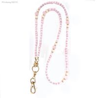 Pink Beaded Lanyard Necklaces ID Card Badge Holder with Key Holder for Teachers Women Office Supplies Accessories