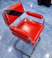 เก้าอี้ลูกค้าเสริมสวย ทำผม แต่งหน้า ทำเล็บ  สีแดงคาดดำ ?ค่าส่งถูกทั่วไทย? (เก้าอี้ฮ่องกง)
