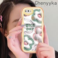 เคส Chenyyka สำหรับ OPPO เคส A12 A11K A7 A5s A12s ป้องกันเลนส์กล้องลายการ์ตูน3D ดอกไม้สีครีมคลื่นแบบดั้งเดิมเคสนิ่มโปร่งใสกรอบซิลิโคนกันกระแทก