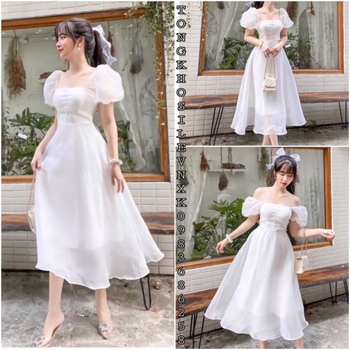 Váy Trắng Trễ Vai Bèo Phối Lưới giá rẻ Tháng 72023BigGo Việt Nam
