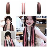 RTGRTGRF 2Pcs สีชมพูอมชมพู วิกผมหางม้า การต่อผม ไฟเบอร์ทนความร้อน วิกผมยาวตรง น่ารักน่ารักๆ ขนปุยฟู วิกผมหางม้าคู่ ผู้หญิง/เด็กผู้หญิง