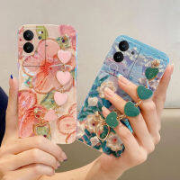 เคสโทรศัพท์สำหรับ Vivo V29 5G ประดับพลอยเทียมรูปดอกไม้ฝาครอบเนื้อนิ่ม TPU ด้วยสร้อยข้อมือรูปหัวใจแฟชั่น