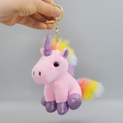 Kawaii Cartoon Candy Colors Plush Unicorn Doll Keychain for Girls Kids Cute Ladies Bag Car Key Ring Student Bags Pendant