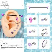 ZS 1-3Pcs Multicolor สแตนเลสสตีลต่างหูหัวใจคริสตัลกระดูกอ่อนเจาะรอบ Daith Tragus Conch Helix อุตสาหกรรมเจาะ