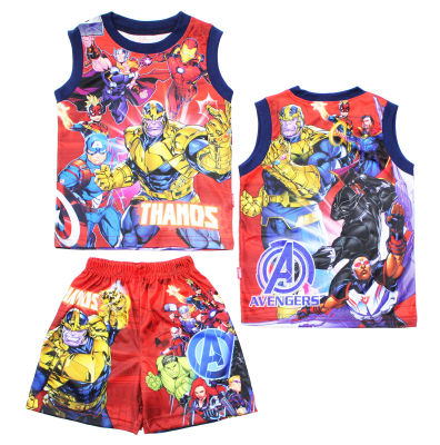 เฺสื้อผ้าเด็กลายการ์ตูนลิขสิทธิ์แท้ เด็กผู้ชาย/ผู้หญิง ชุดเที่ยว ชุดเดินเล่น ชุดแขนกุด ชุดแฟชั่น THANOS เสื้อเด็กผ้ามัน Avengers DMA243-17 BestShirt