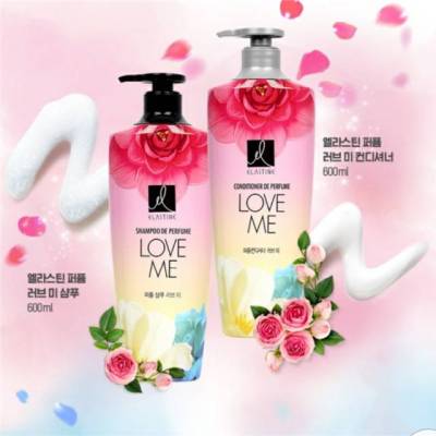 Elastine Perfume Shampoo600ml.&Conditioner 600ml.รุ่นLove meSetแชมพูเกาหลีและคอนดิชั่นเนอร์  นำเข้าจากเกาหลี ของแท้100%