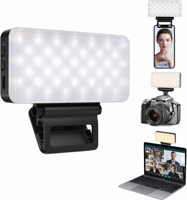 Pecosso 78 LED Selfie Light Phone Light, 3000mAh Rechargeable Video Light with Clip, 3 Light Modes 10-Level Brightness, Portable Light for Phone, Video Conference, TikTok, Zoom Meetings